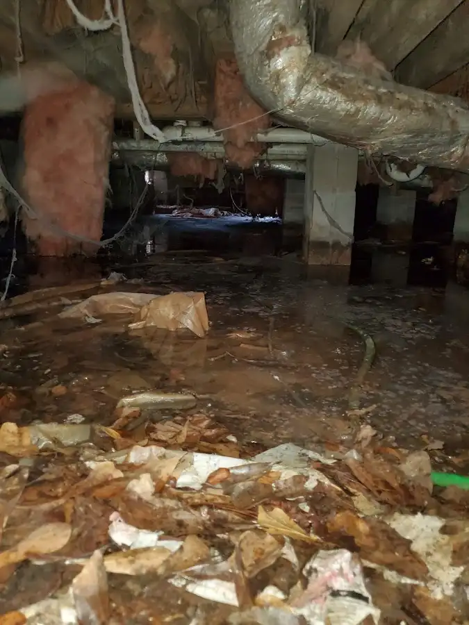 Crawl space flood assessment for Commercial Water Damage Restoration in White Hall
